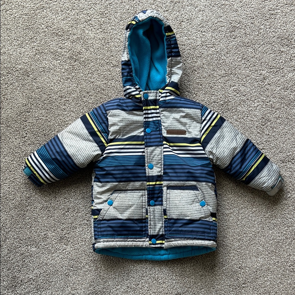 Wippette Blue and Gray Striped Kids Puffer Jacket